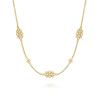 14K Yellow Gold Multi Circle Casted Station Necklace
