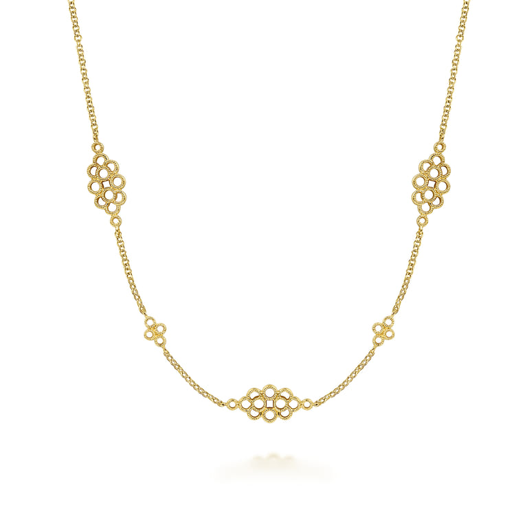 14K Yellow Gold Multi Circle Casted Station Necklace - Shot 1