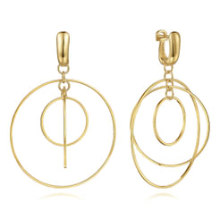 14K Yellow Gold Multi Circle Drop Earrings