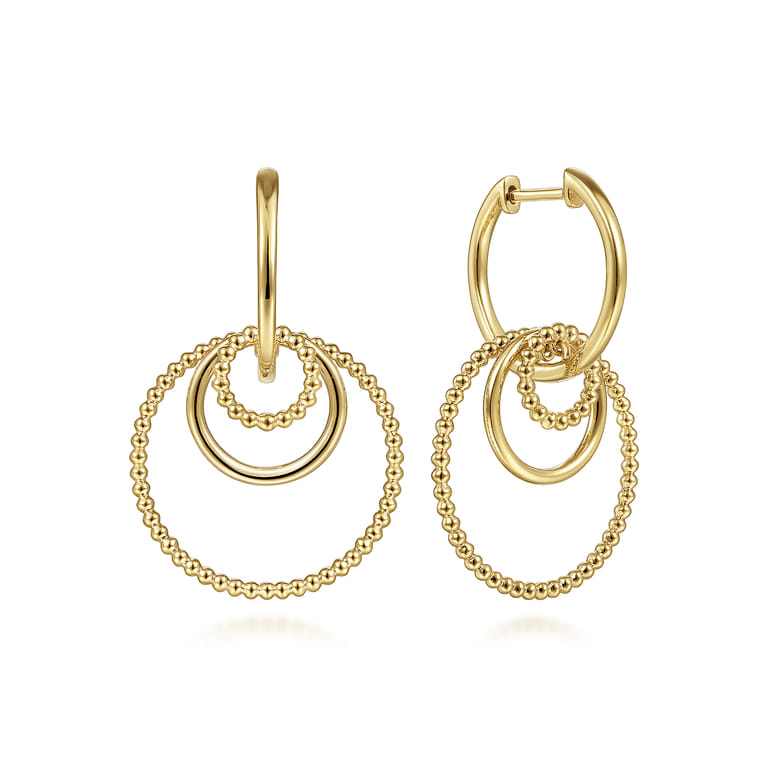 14K Yellow Gold Multi Circles Bujukan Ball Huggies - Shot 1