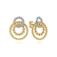 14K Yellow Gold Multi Open Circle Bujukan and Diamond Post Earrings