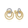 14K Yellow Gold Multi Open Circle Bujukan and Diamond Post Earrings - 0.3 ct