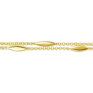 14K Yellow Gold Multi Row Bracelet with Marquise Casted Stations