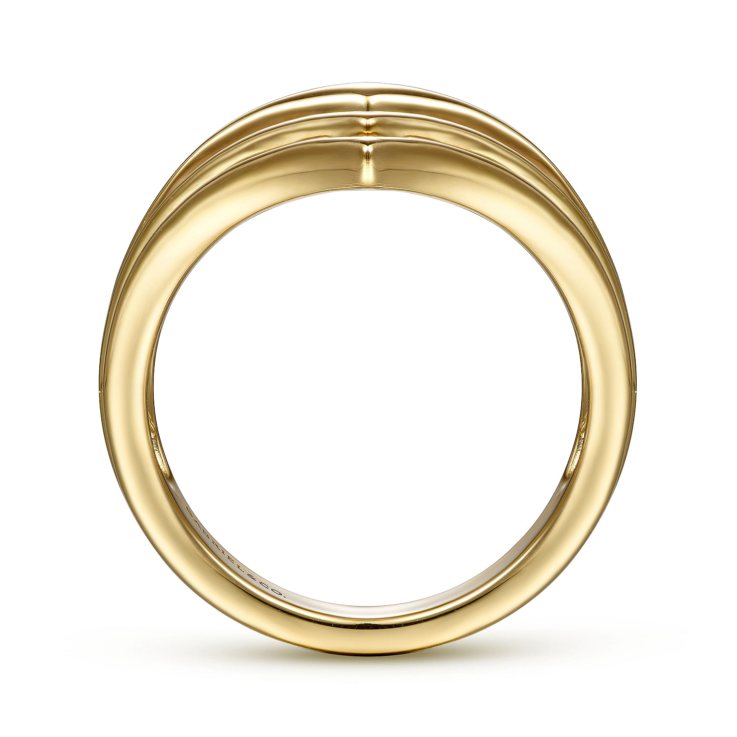 14K Yellow Gold Multi Row Chevron Ring