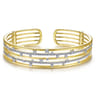14K Yellow Gold Multi Row Cuff Bracelet with Diamonds - 1.2 ct