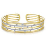14K Yellow Gold Multi Row Cuff Bracelet with Diamonds - 1.25 ct