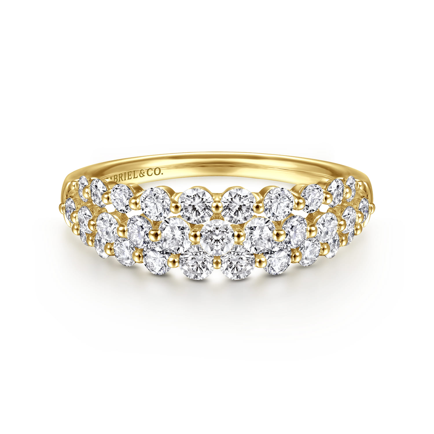 14K Yellow Gold Multi Row Diamond Ring - 1 ct - Shot 1