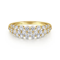 14K Yellow Gold Multi Row Diamond Ring
