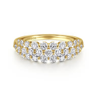14K Yellow Gold Multi Row Diamond Ring
