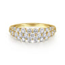 14K Yellow Gold Multi Row Diamond Ring - 1 ct