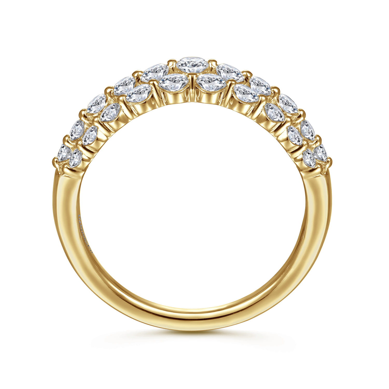 14K Yellow Gold Multi Row Diamond Ring - 1 ct - Shot 2