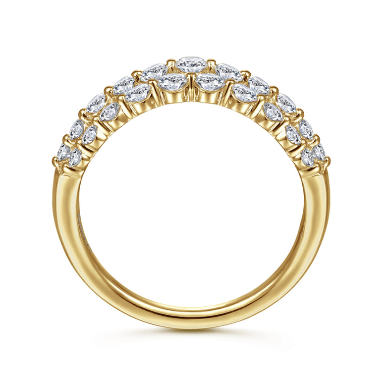 14K Yellow Gold Multi Row Diamond Ring - 1 ct - Shot 2