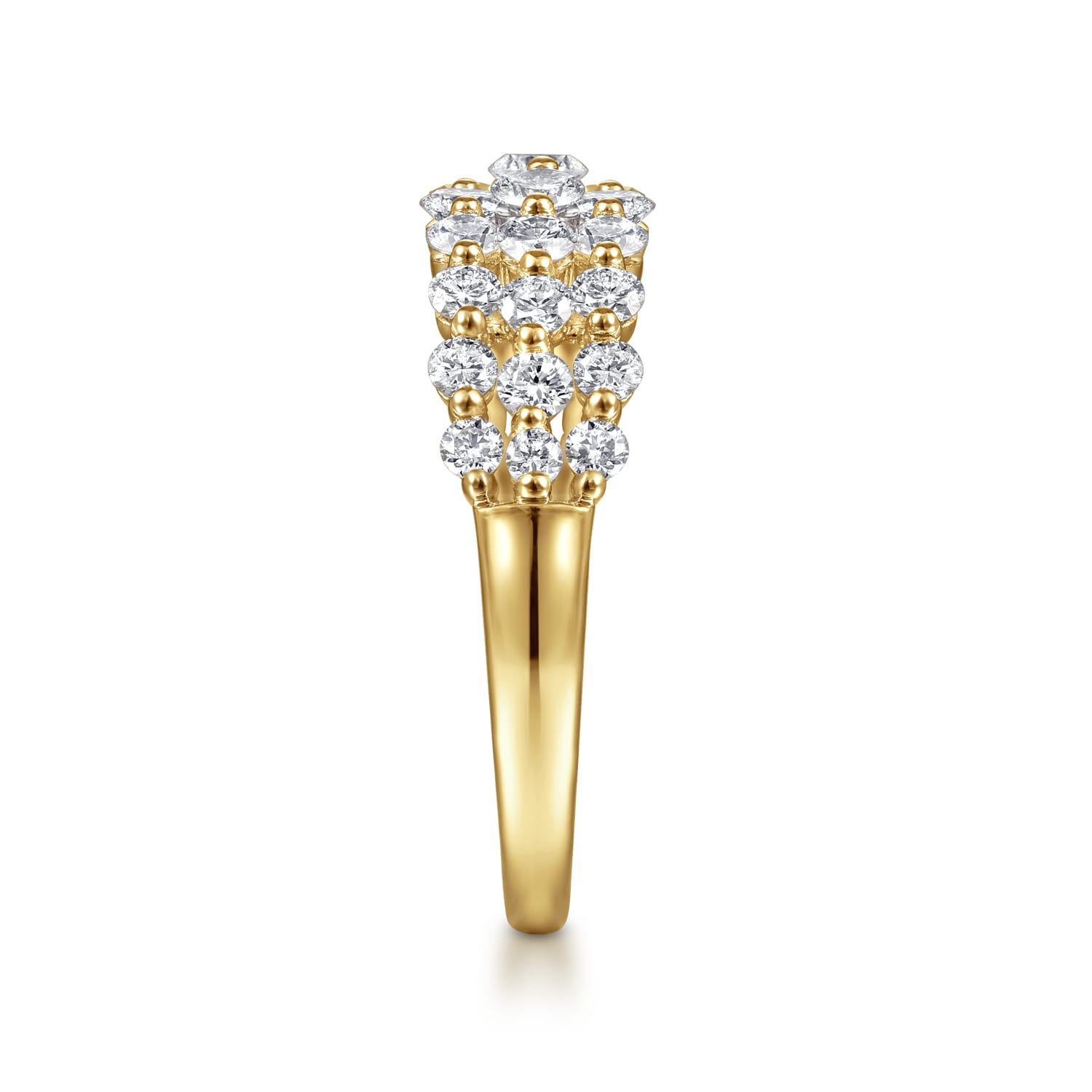 14K Yellow Gold Multi Row Diamond Ring - 1 ct - Shot 4
