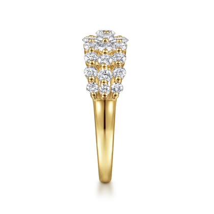 14K Yellow Gold Multi Row Diamond Ring