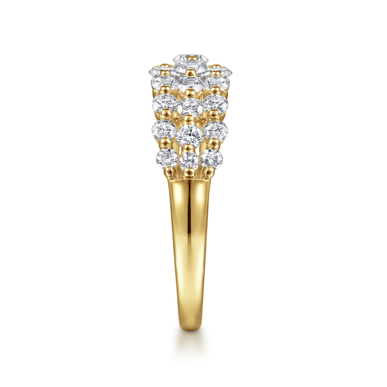 14K Yellow Gold Multi Row Diamond Ring - 1 ct - Shot 4