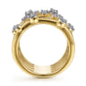 14K Yellow Gold Multi Row Diamond Wide Band Ring - 0.4 ct