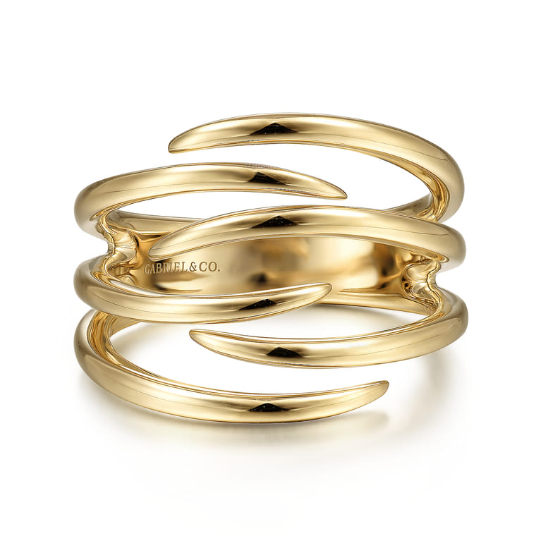 14K Yellow Gold Multi Row Open Claw Ring - Shot 1