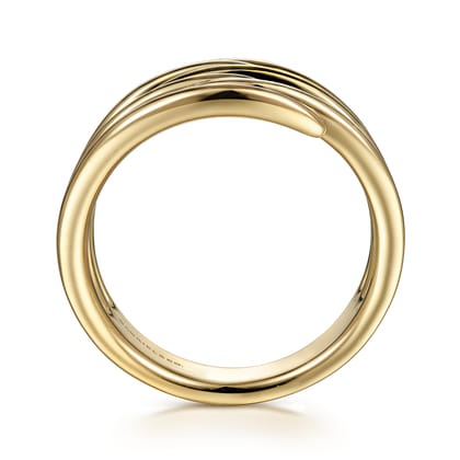 14K Yellow Gold Multi Row Open Claw Ring