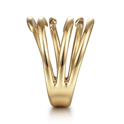 14K Yellow Gold Multi Row Open Claw Ring