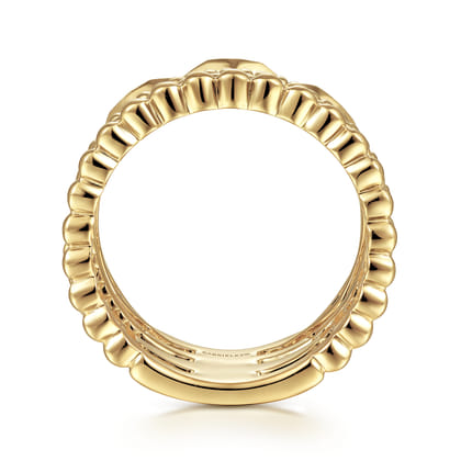 14K Yellow Gold Multi Row Wide Ring