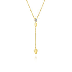 14K Yellow Gold Multi Teardrop Y Necklace with Diamonds