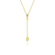 14K Yellow Gold Multi Teardrop Y Necklace with Diamonds