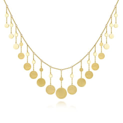 14K Yellow Gold Necklace with Round Shape Drops