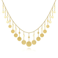 14K Yellow Gold Necklace with Round Shape Drops