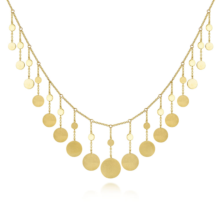 14K Yellow Gold Necklace with Round Shape Drops - Shot 1