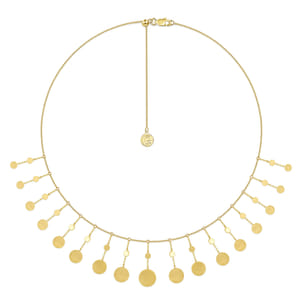 14K Yellow Gold Necklace with Round Shape Drops