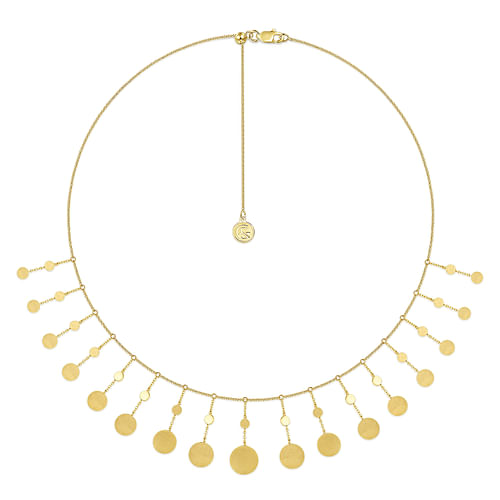 14K Yellow Gold Necklace with Round Shape Drops - Shot 2