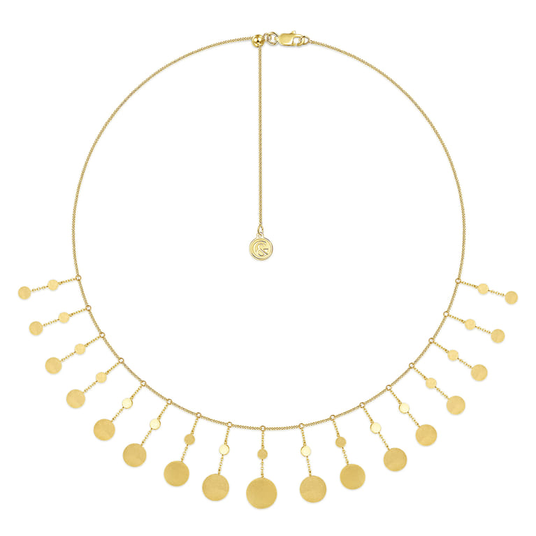 14K Yellow Gold Necklace with Round Shape Drops - Shot 2