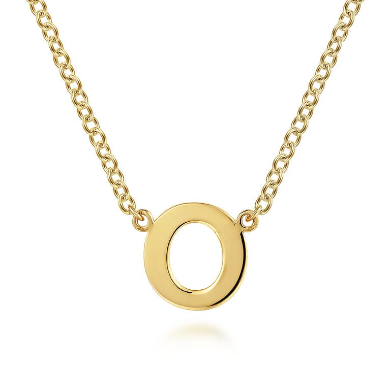 14K Yellow Gold O Initial Necklace - Shot 1