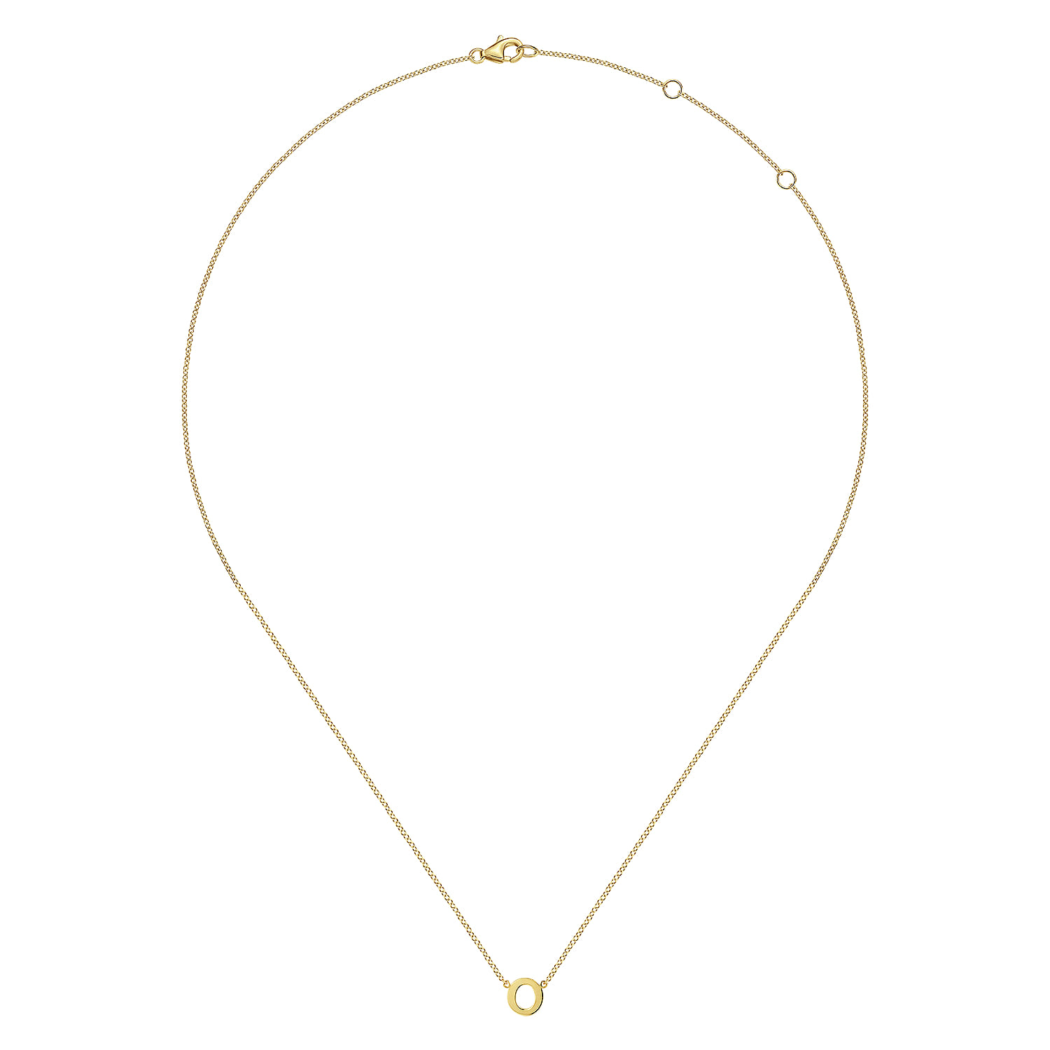 14K Yellow Gold O Initial Necklace - Shot 2