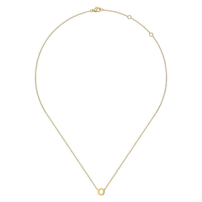 14K Yellow Gold O Initial Necklace - Shot 2