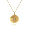 14K Yellow Gold Octagonal Locket Necklace with Diamond Star Center - 0.03 ct