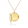 14K Yellow Gold Octagonal Locket Necklace with Diamond Star Center - 0.03 ct