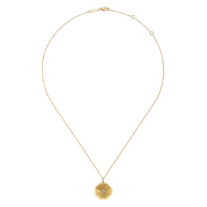 14K Yellow Gold Octagonal Locket Necklace with Diamond Star Center