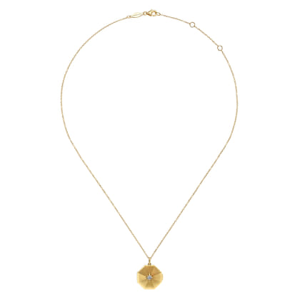 14K Yellow Gold Octagonal Locket Necklace with Diamond Star Center