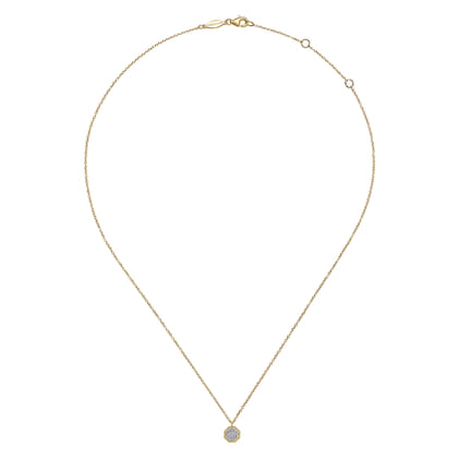 14K Yellow Gold Octagonal Pave Diamond Pendant Necklace