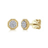 14K Yellow Gold Octagonal Pave Diamond Stud Earrings - 0.11 ct