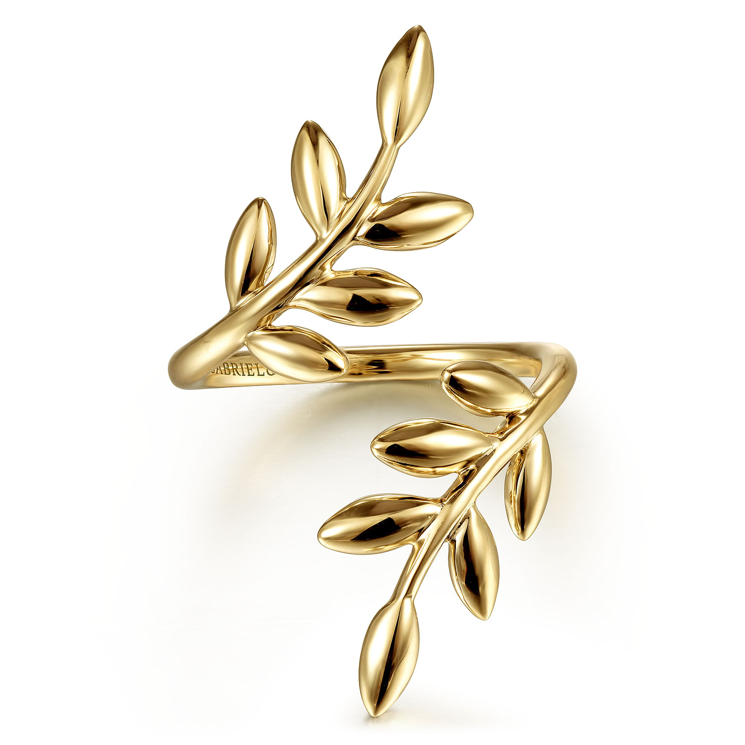 14K Yellow Gold Olive Leaf Bypass Ring