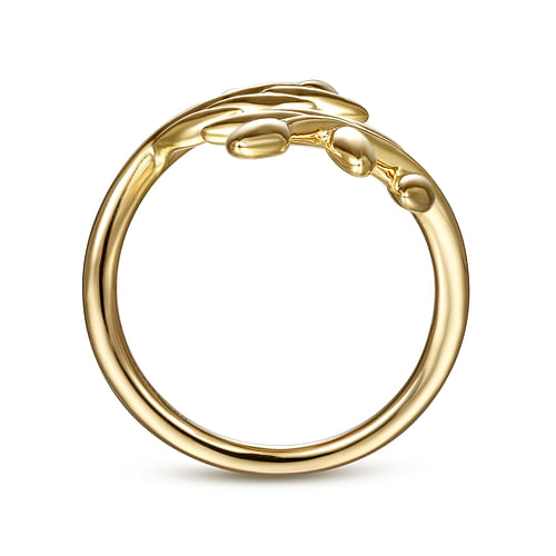 14K Yellow Gold Olive Leaf Bypass Ring - Shot 2