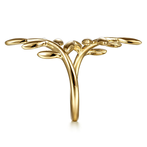 14K Yellow Gold Olive Leaf Bypass Ring - Shot 4