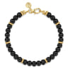 14K Yellow Gold Onyx Beaded Bracelet