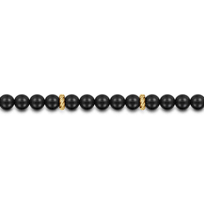 14K Yellow Gold Onyx Beaded Bracelet