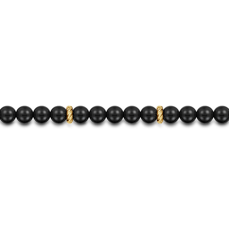 14K Yellow Gold Onyx Beaded Bracelet - Shot 2