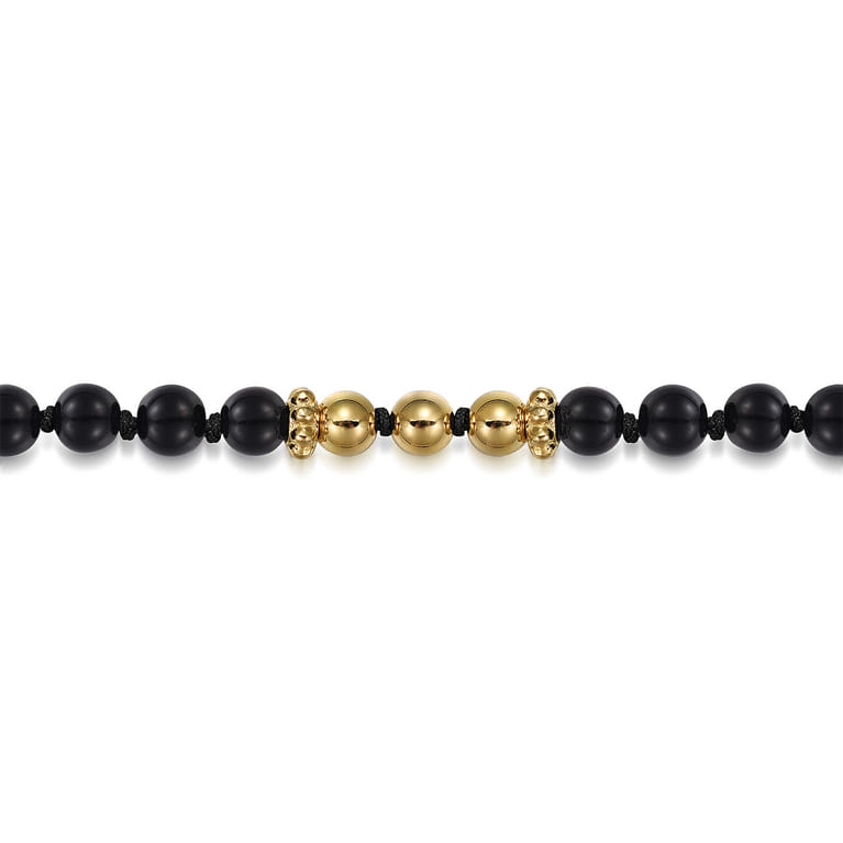 14K Yellow Gold Onyx Beads Bracelet - Shot 2