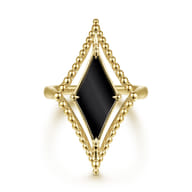 14K Yellow Gold Onyx Rhombus Bujukan Ring