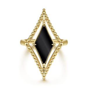 14K Yellow Gold Onyx Rhombus Bujukan Ring